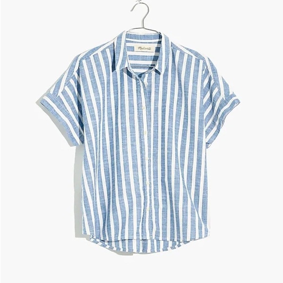 Madewell Tops - Madewell Cropped Button-Down Shirt Striped Blue​​